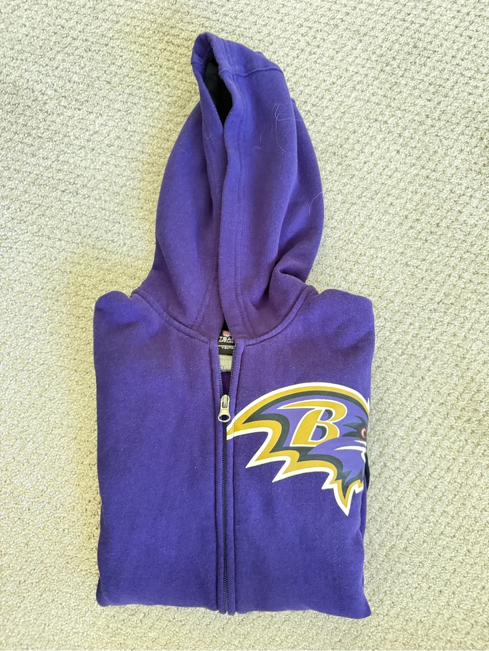 Baltimore Ravens Kids' Purple Full-Zip Hoodie, L 14/16